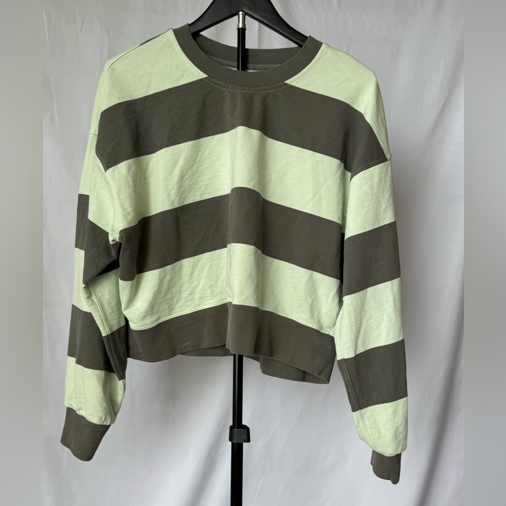 lululemon athletica Green and Brown Striped Sweatshirt